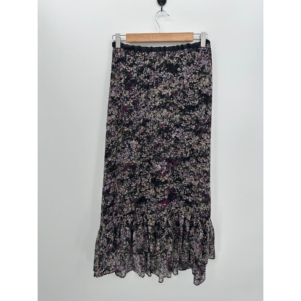 Y2K Darkโ Floral Maxi Dress Women Sz 10 Whimsigoth Fairy Boho Ruffle Coquette